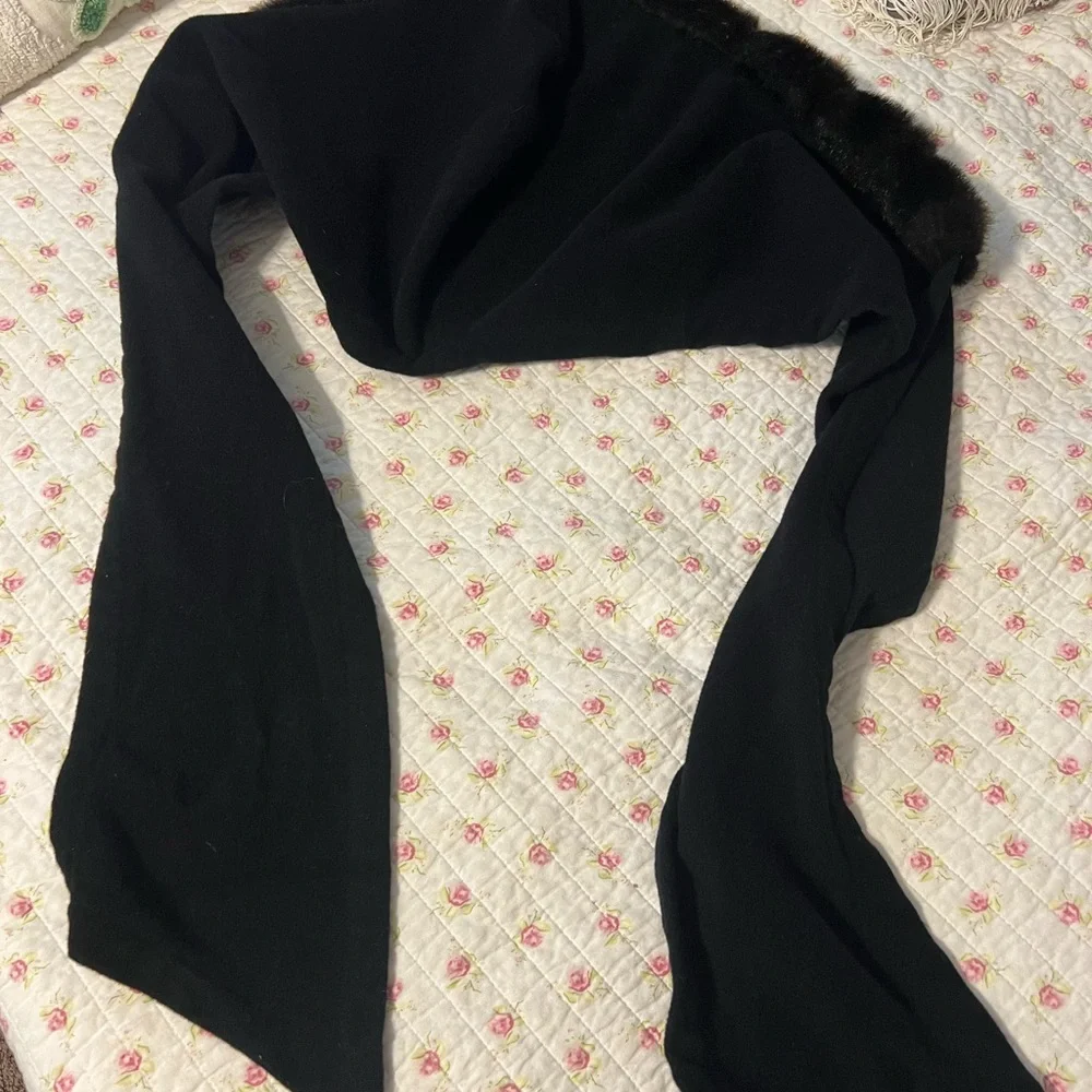 Black Faux Fur-Trimmed Hooded Wrap - Picture 9 of 11